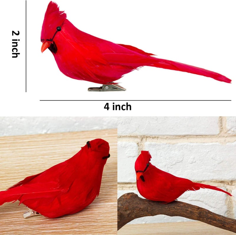 Alpurple 12 Pcs Artificial Red Cardinal Birds Clip, Christmas Cardinal Birds Clip, Fake Bird Red Cardinals Decor for Christmas Tree Ornament Decorations, Arts and Crafts - Image 3